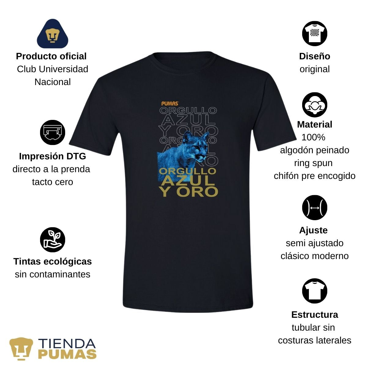 Playera Hombre Pumas UNAM Orgullo Azul y Oro