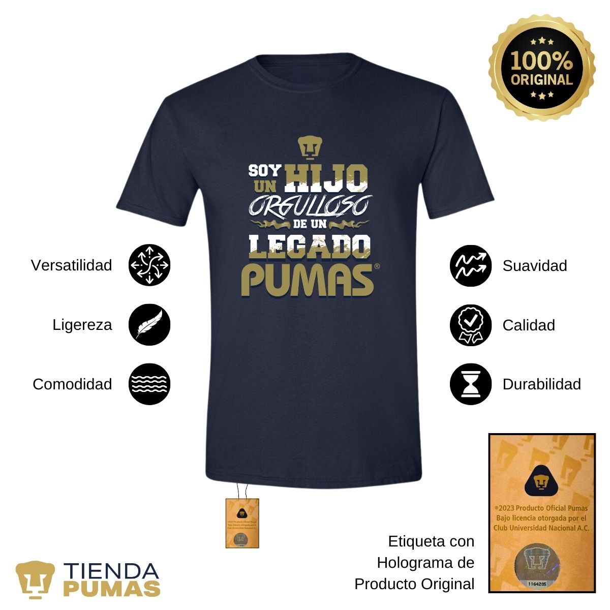 Playera Deportiva Hombre Pumas UNAM Hijo Orgulloso Legado