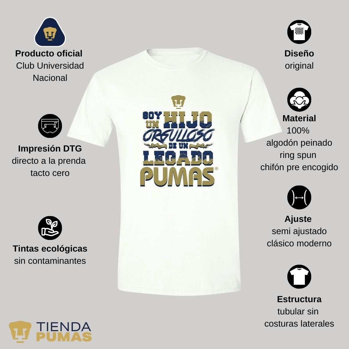 Playera Deportiva Hombre Pumas UNAM Hijo Orgulloso Legado