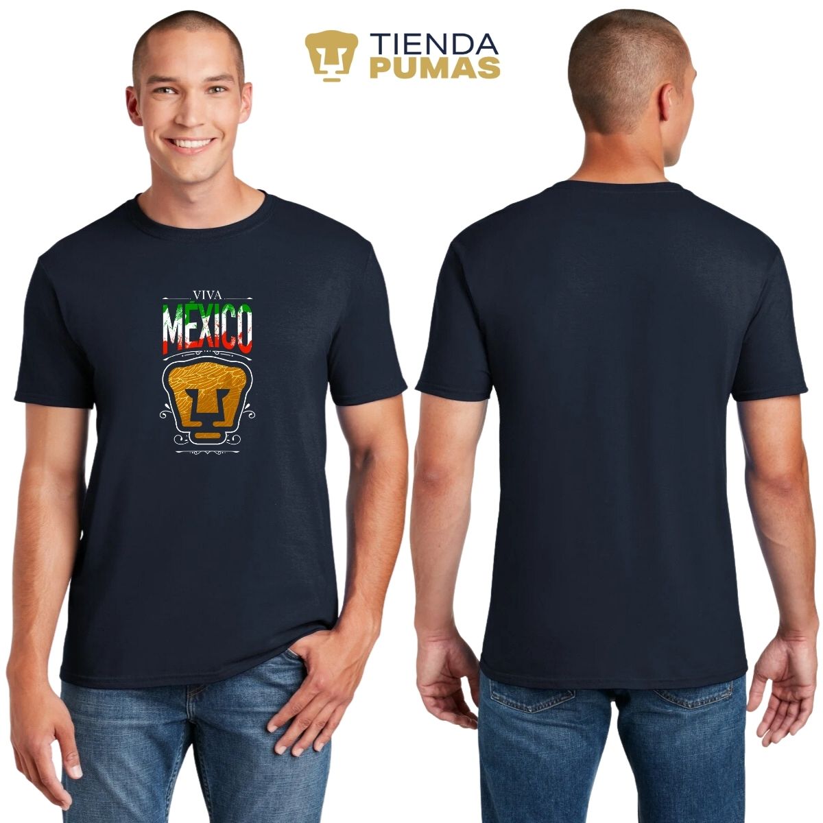 Playera Hombre Pumas UNAM Viva México Escudo