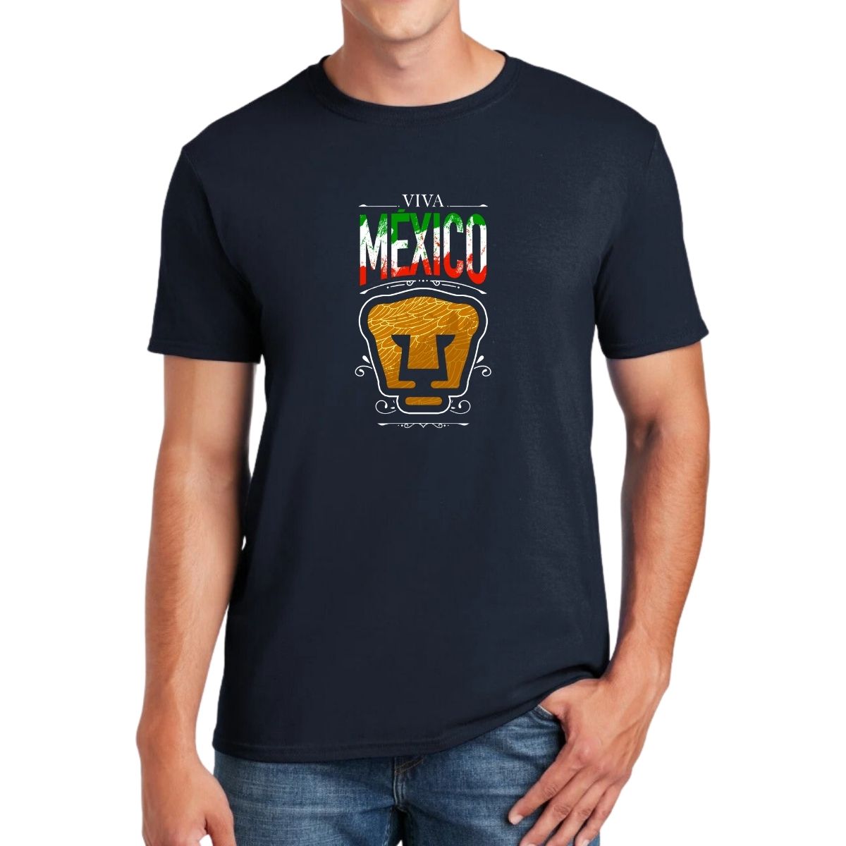 Playera Hombre Pumas UNAM Viva México Escudo