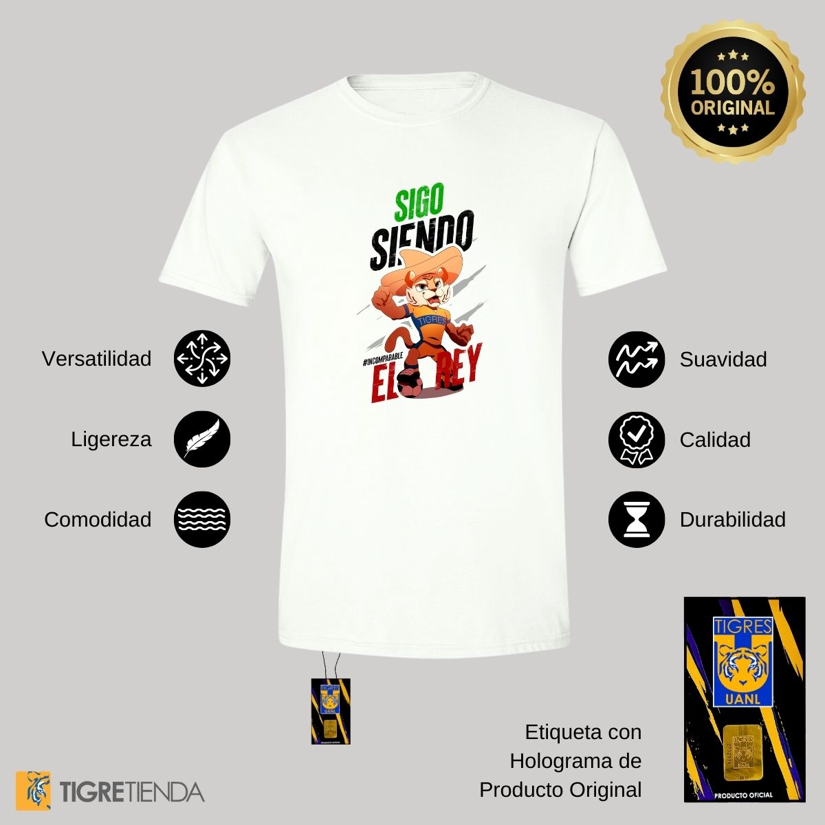 Playera Hombre Tigres UANL Sigo Siendo el Rey