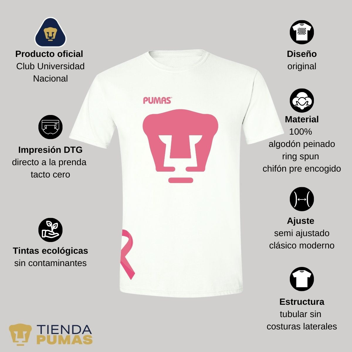 Playera Pumas UNAM Hombre Mes Rosa