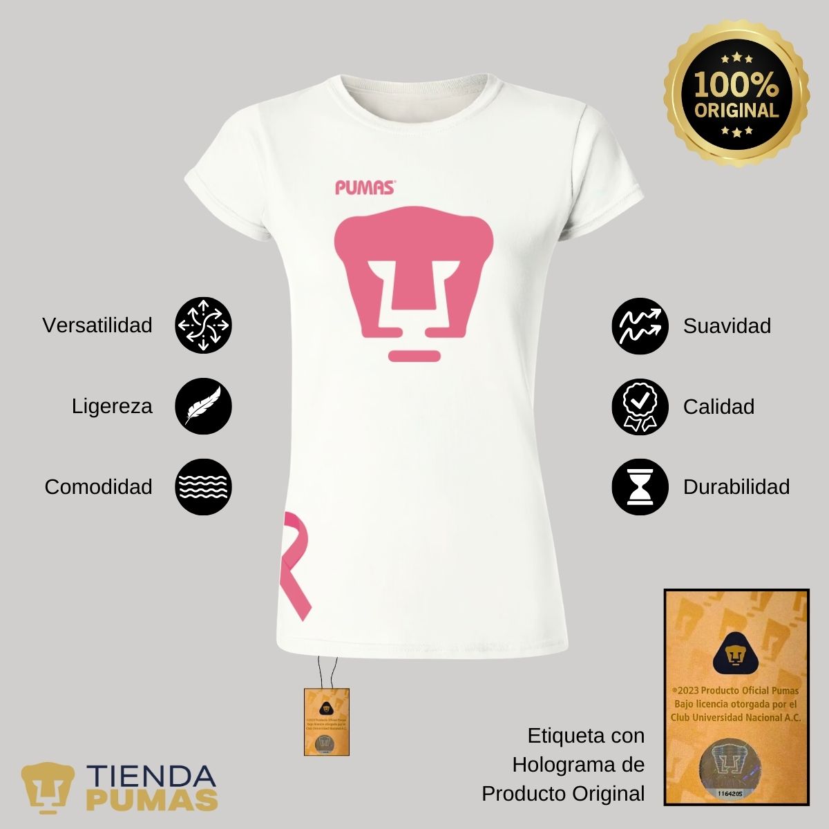 Playera Mujer Pumas UNAM Mes Rosa