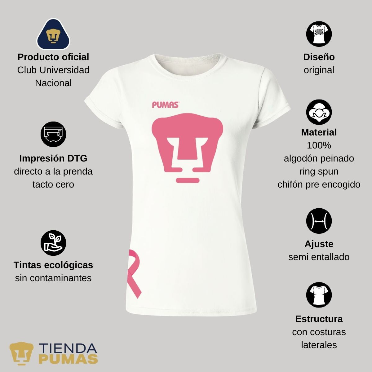 Playera Mujer Pumas UNAM Mes Rosa