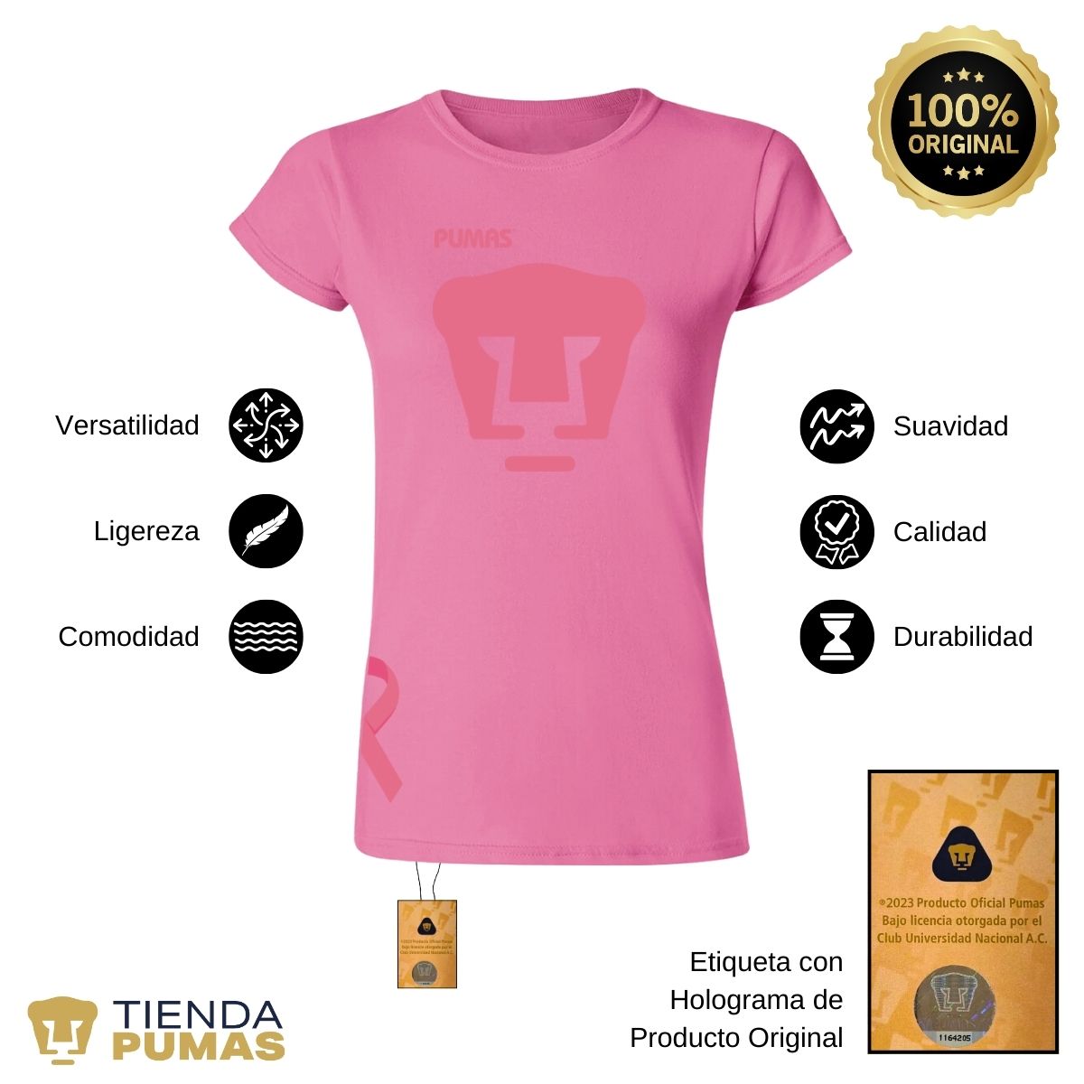 Playera Mujer Pumas UNAM Mes Rosa