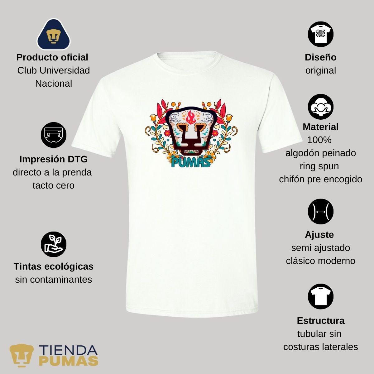 Playera Pumas UNAM Hombre Día De Muertos