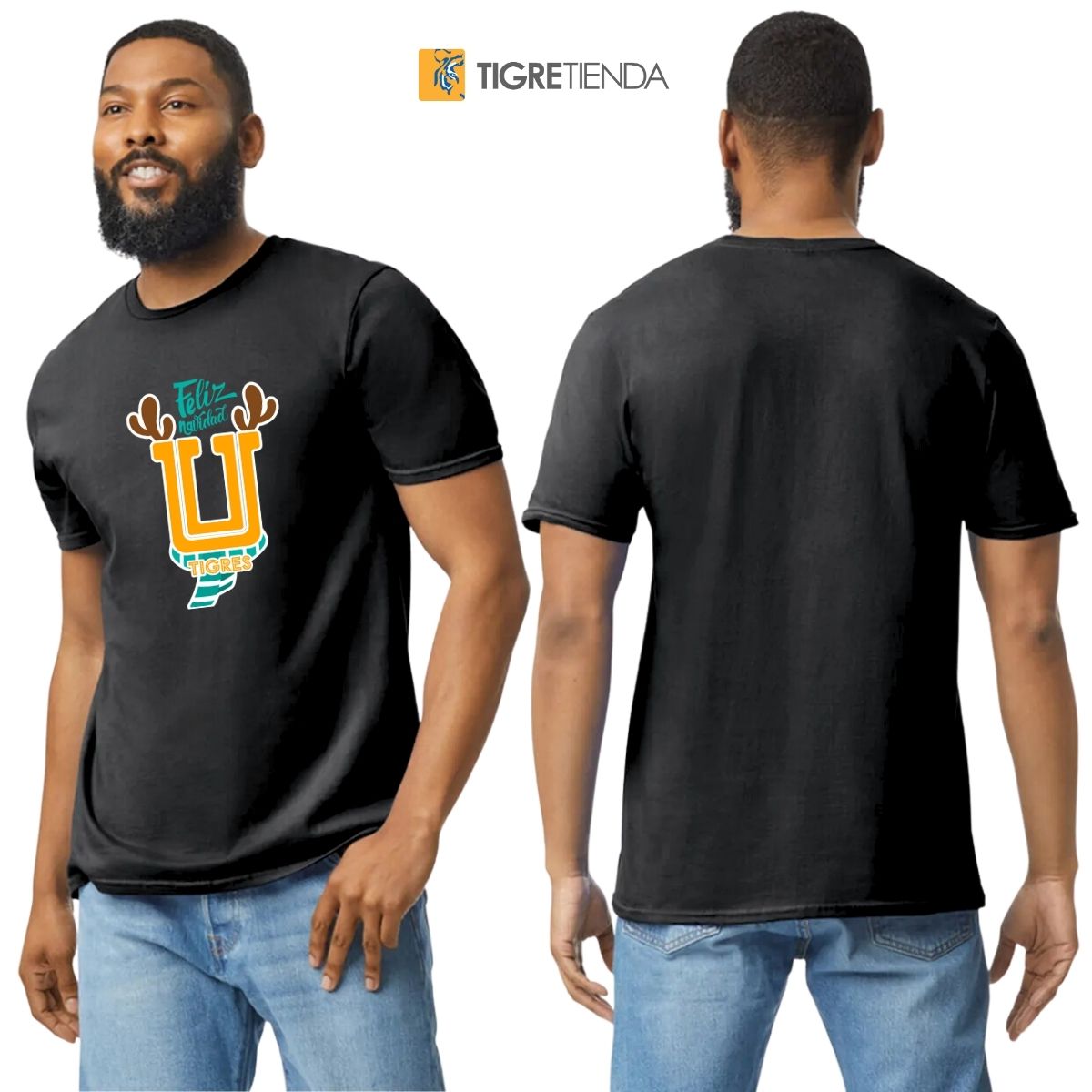 Playera Hombre Tigres UANL U Navideña