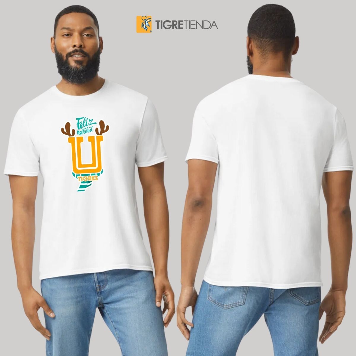 Playera Hombre Tigres UANL U Navideña