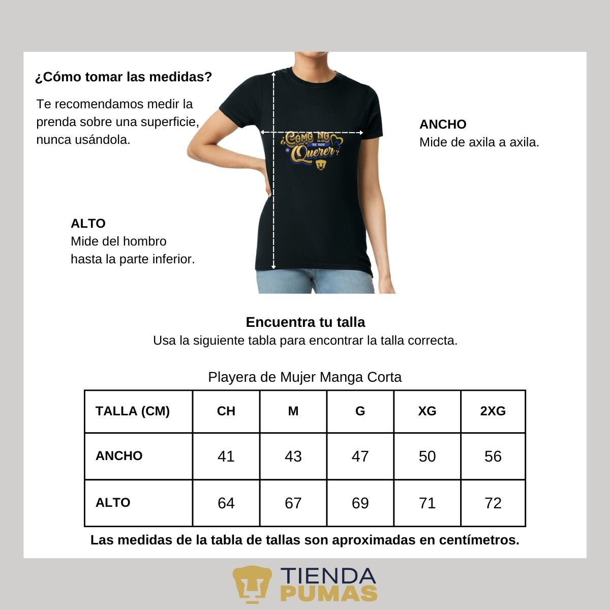 Playera Mujer Pumas UNAM Cómo No Te Voy A Querer