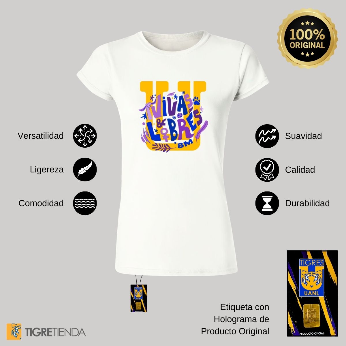 Playera Mujer Tigres UANL Vivas y Libres