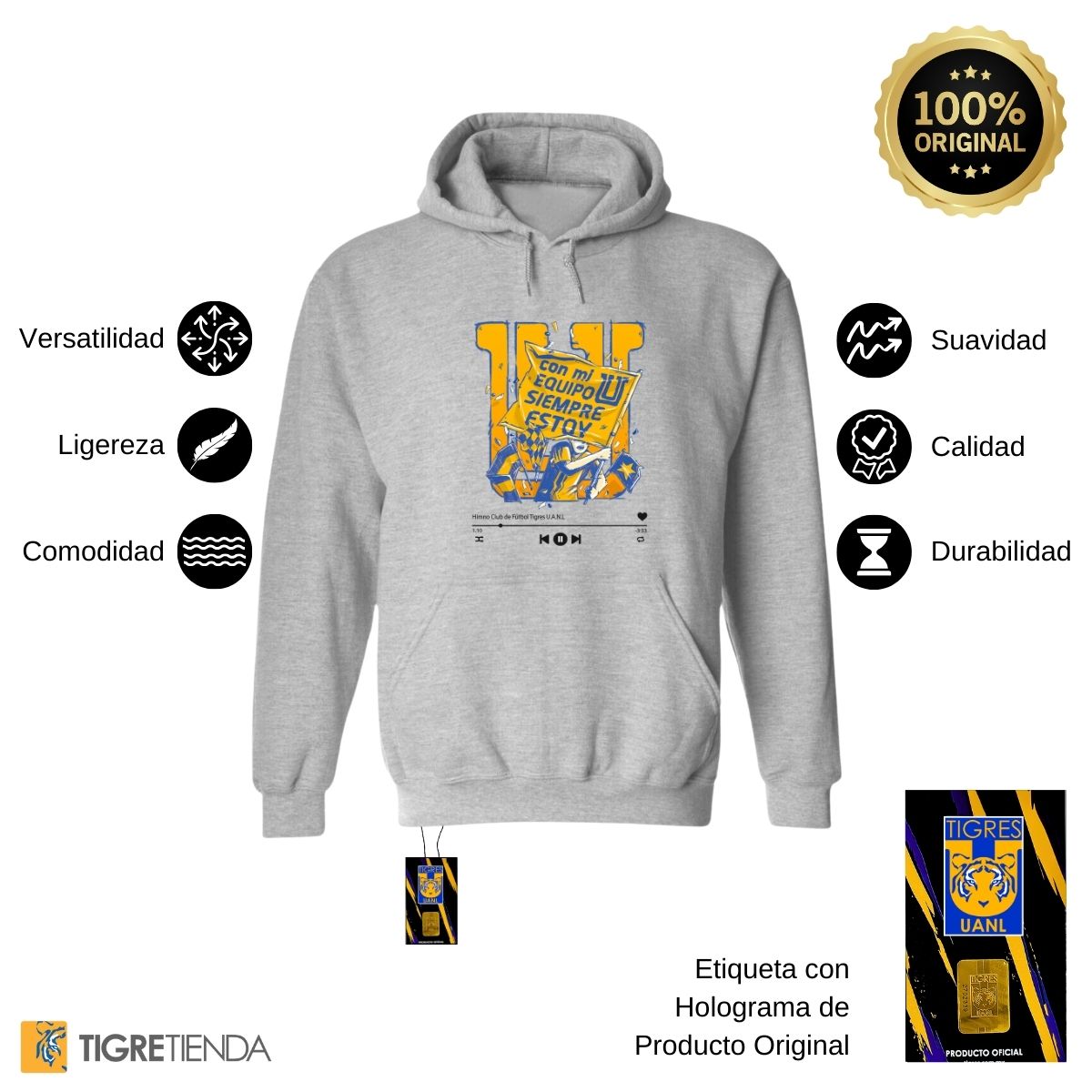 Sudadera Hombre Hoodies  Tigres UANL Con mi equipo