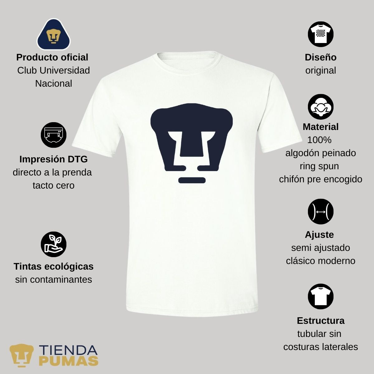 Playera Hombre Pumas Logo Azul