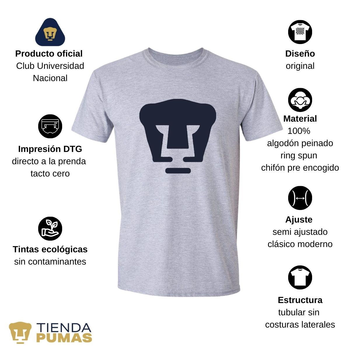 Playera Hombre Pumas Logo Azul