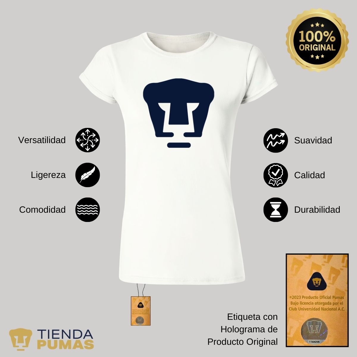 Playera Mujer Pumas Logo Azul