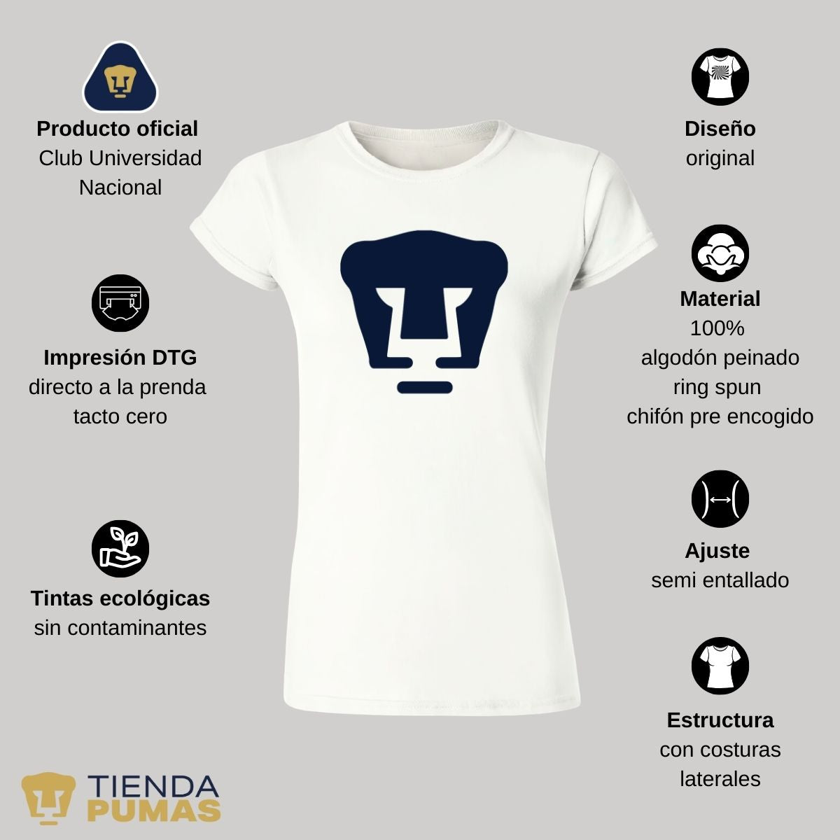 Playera Mujer Pumas Logo Azul