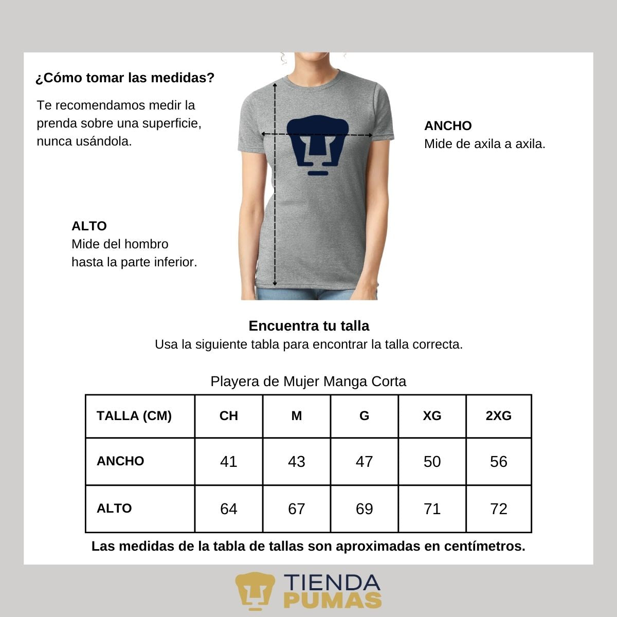 Playera Mujer Pumas Logo Azul