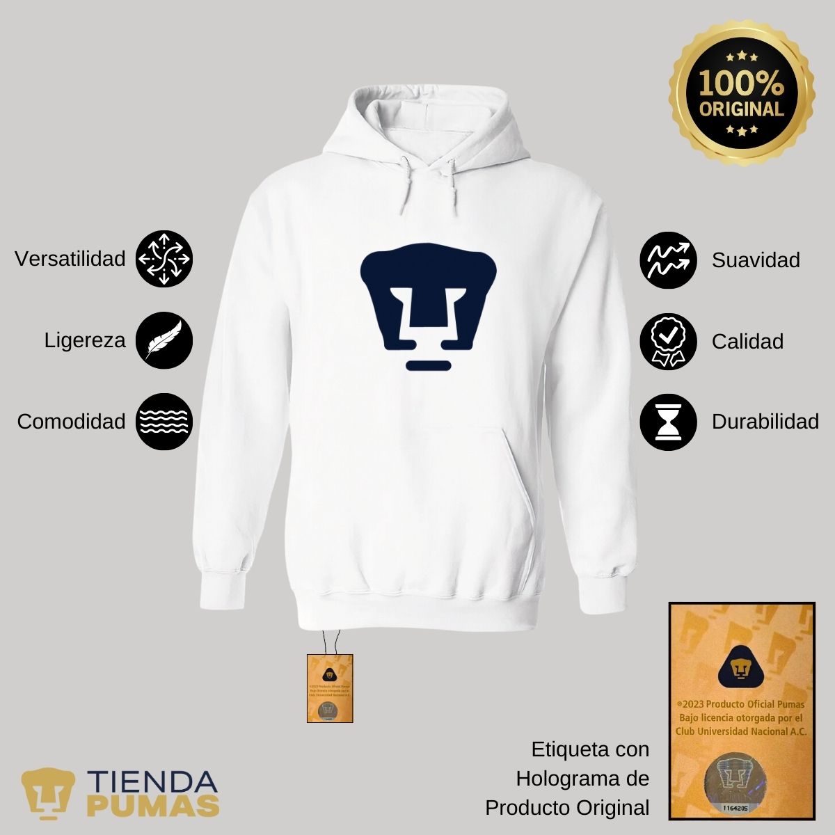 Sudadera para Hombre Hoodie Pumas UNAM Logo Azul