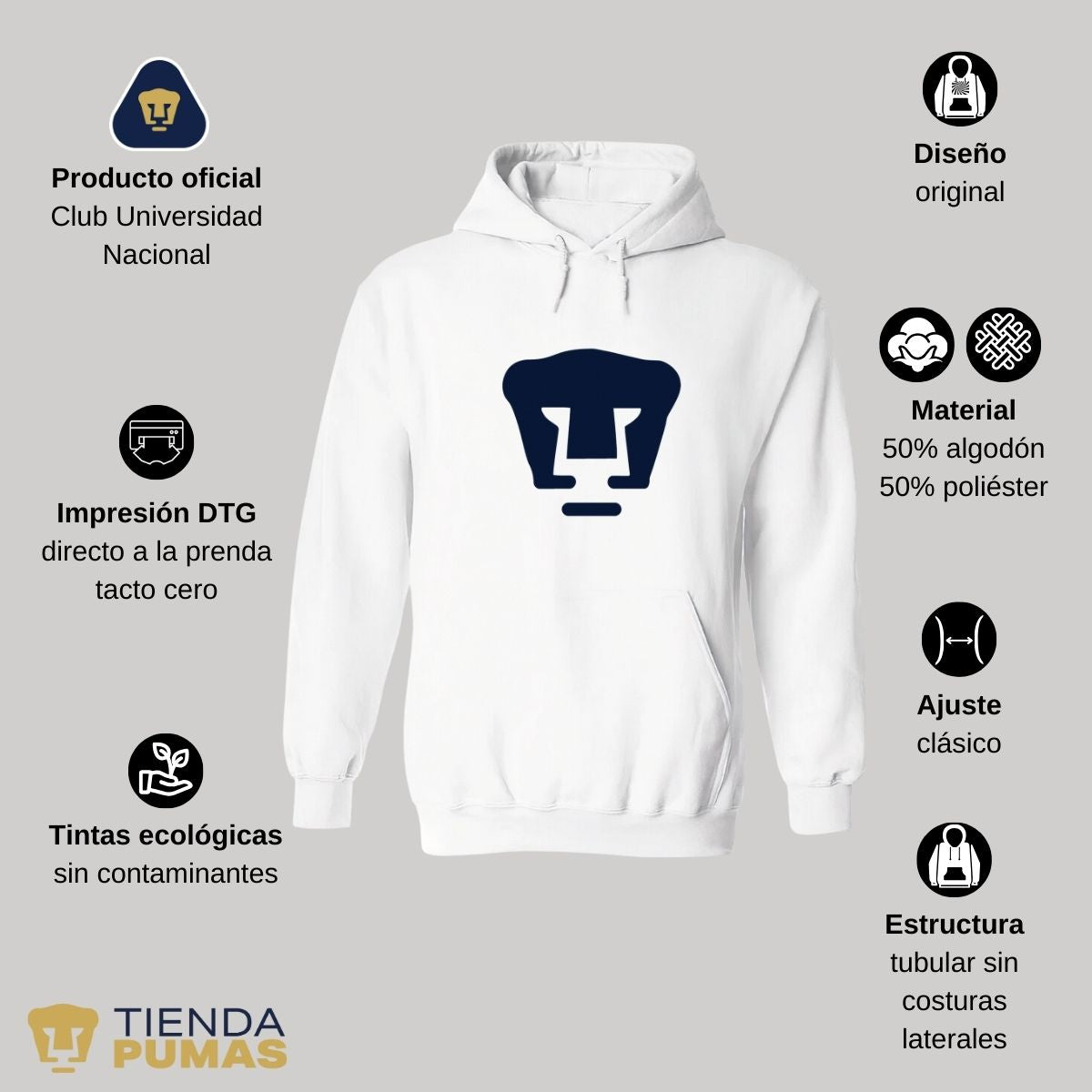 Sudadera Unisex Pumas Logo Azul