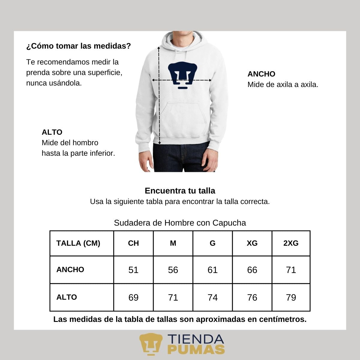 Sudadera para Hombre Hoodie Pumas UNAM Logo Azul