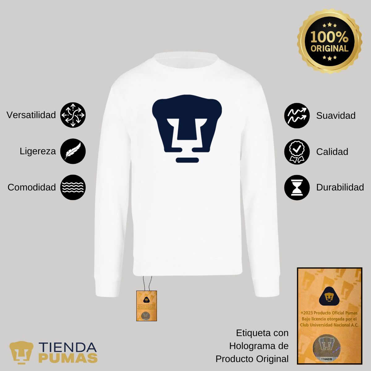 Sudadera Unisex Pumas Logo Azul