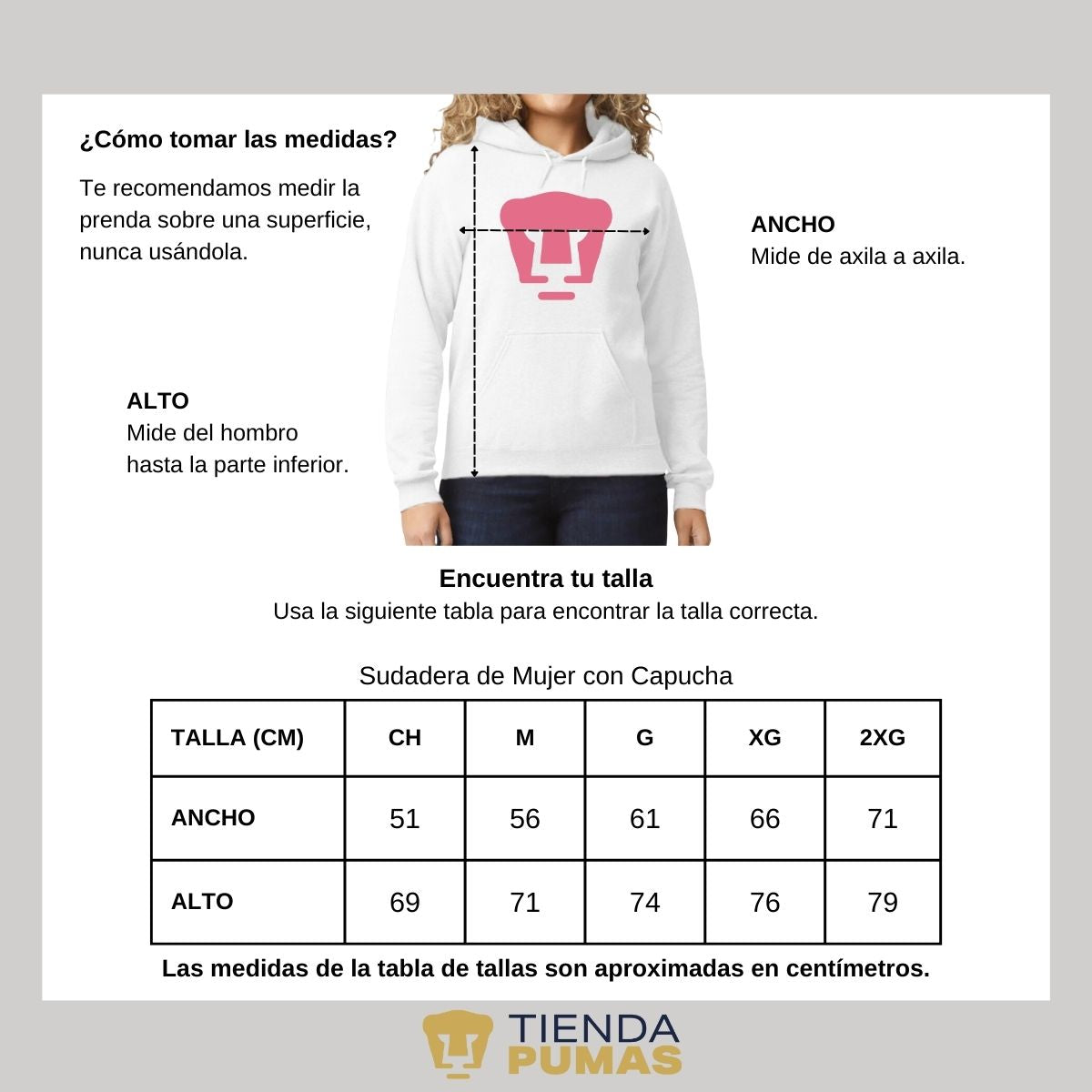 Sudadera para Mujer Hoodie Pumas UNAM Logo Rosa