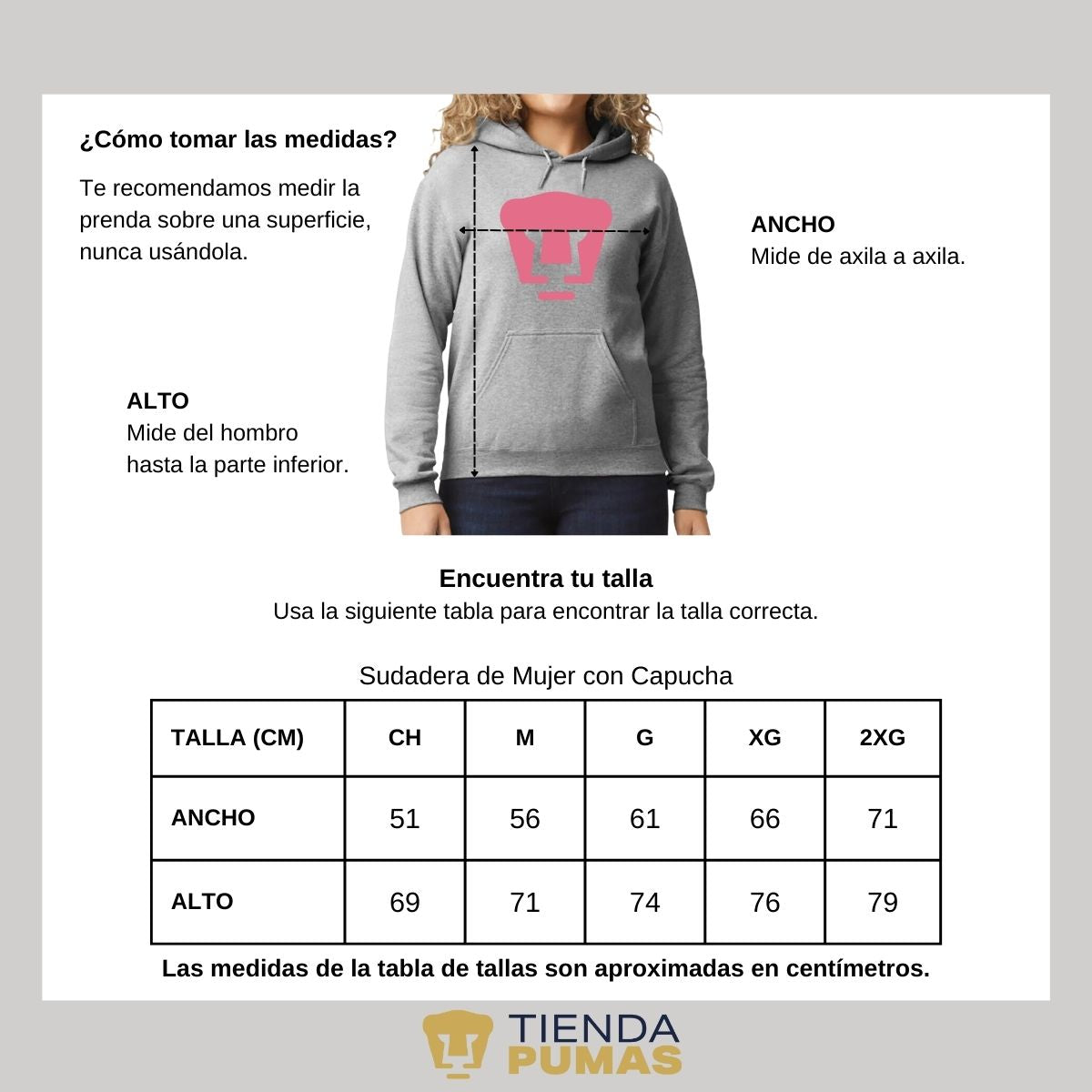 Sudadera para Mujer Hoodie Pumas UNAM Logo Rosa