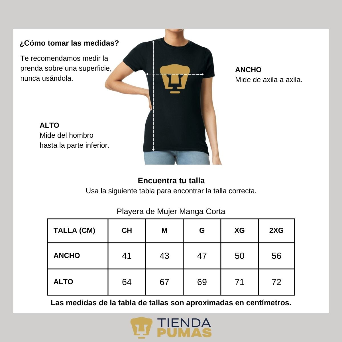 Playera Pumas UNAM Mujer Logo Dorado