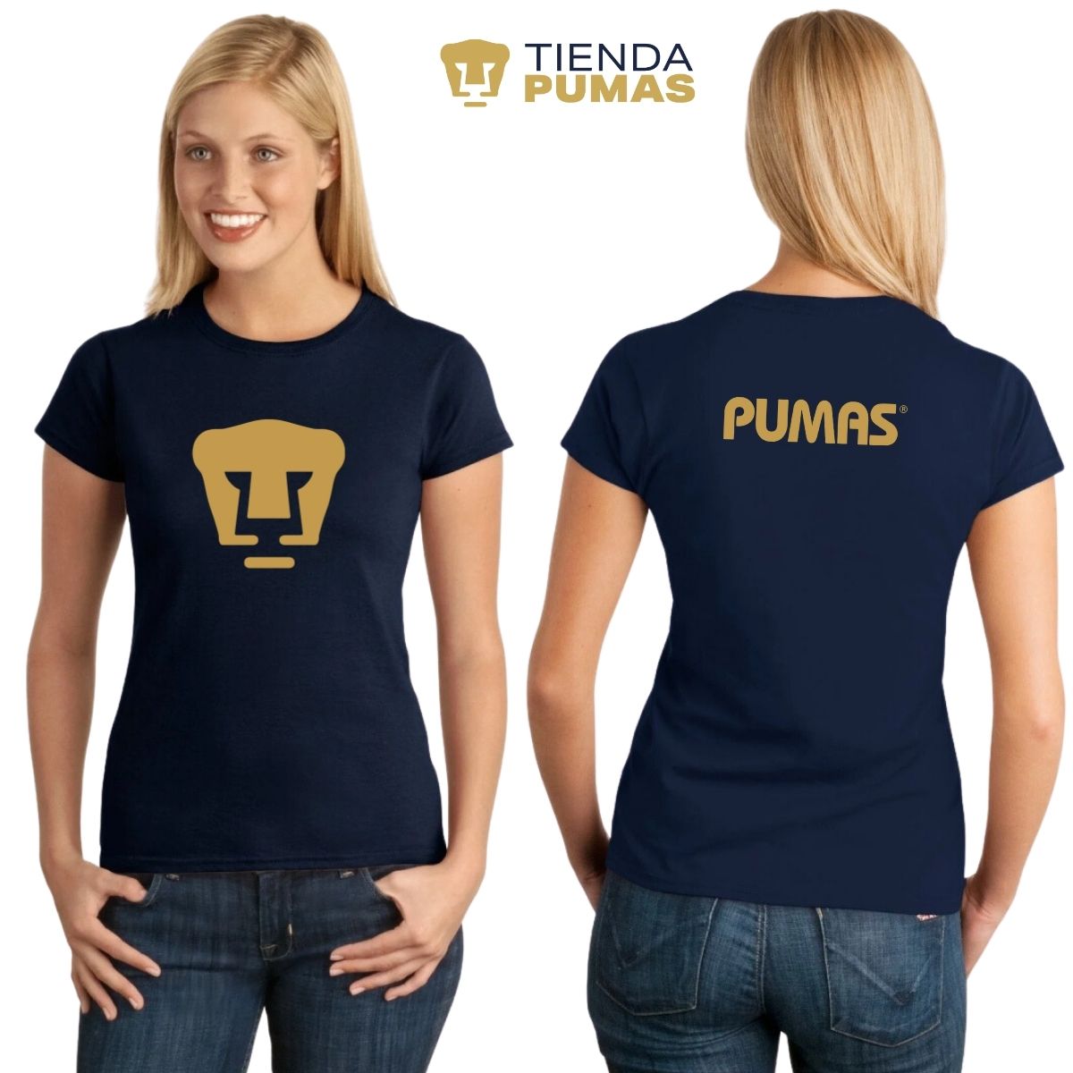 Playera Pumas UNAM Mujer Logo Dorado