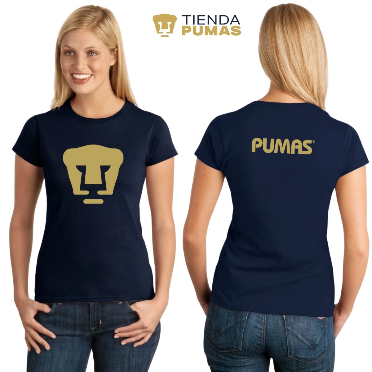 Playera Pumas UNAM Mujer Logo Dorado