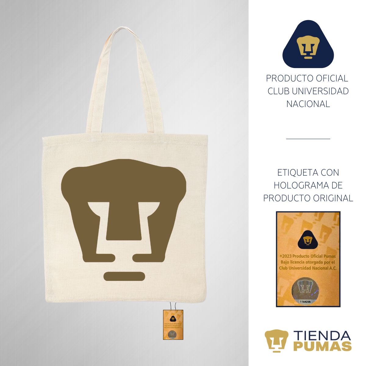 Bolsa Tote Pumas Logo Dorado