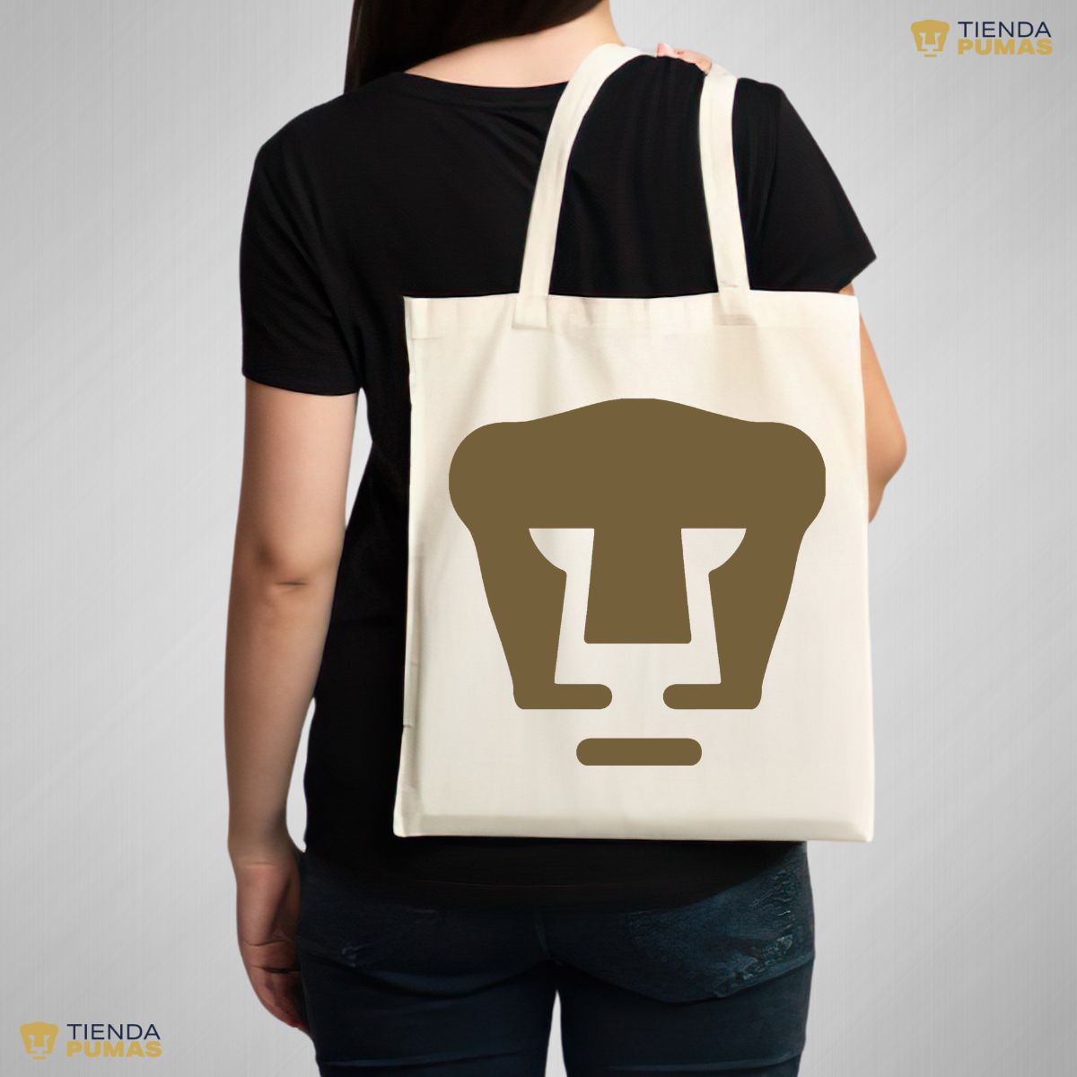 Bolsa Tote Pumas Logo Dorado