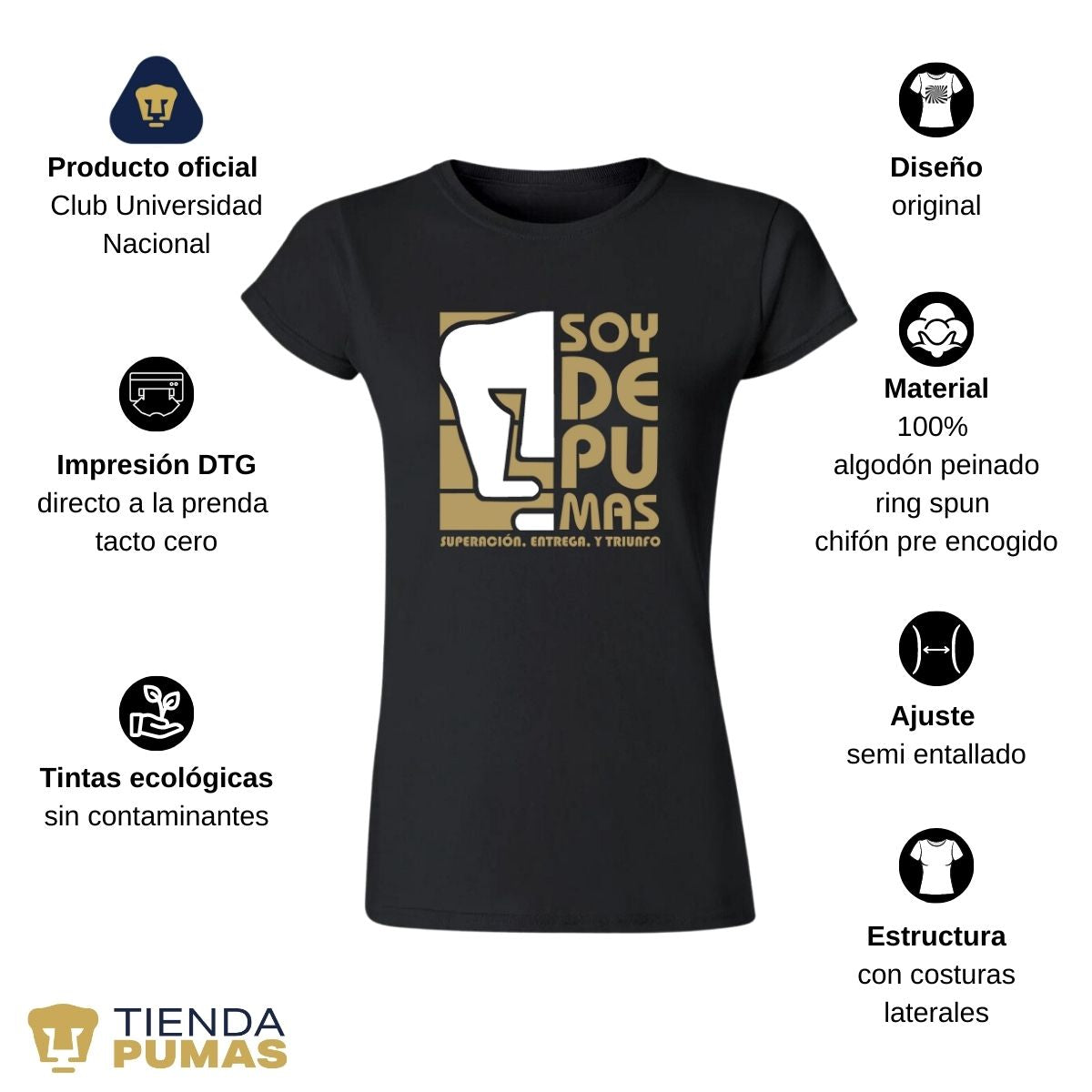 Playera Mujer Pumas UNAM Soy de Pumas