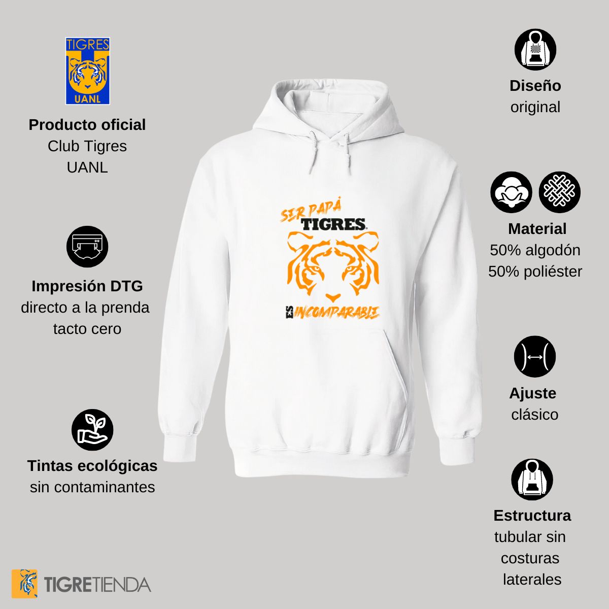 Sudadera Hombre Hoodies  Tigres UANL Papá incomparable