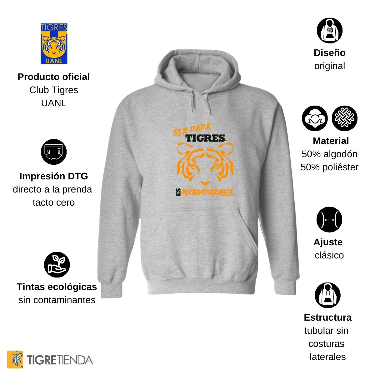 Sudadera Hombre Hoodies  Tigres UANL Papá incomparable