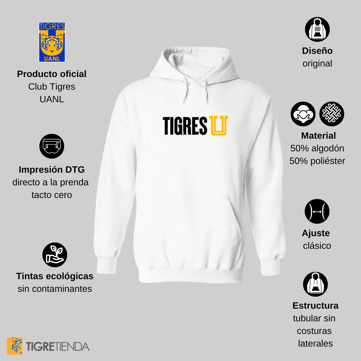 Sudadera Hombre Hoodies  Tigres UANL U