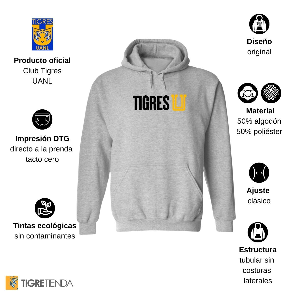 Sudadera Hombre Hoodies  Tigres UANL U