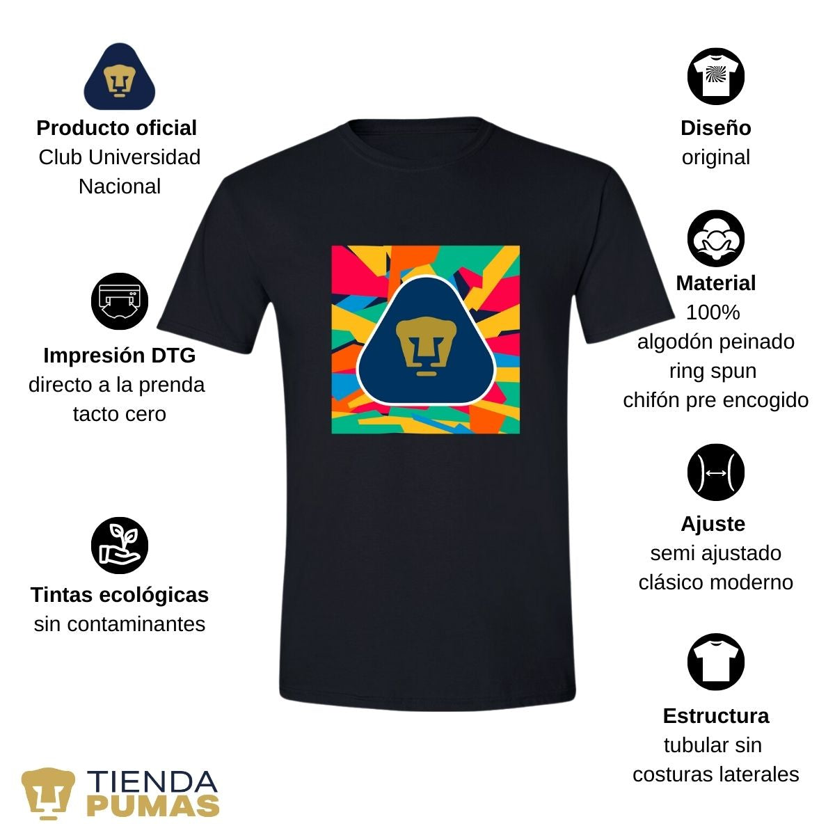 Playera Hombre Pumas UNAM Logo Multicolor