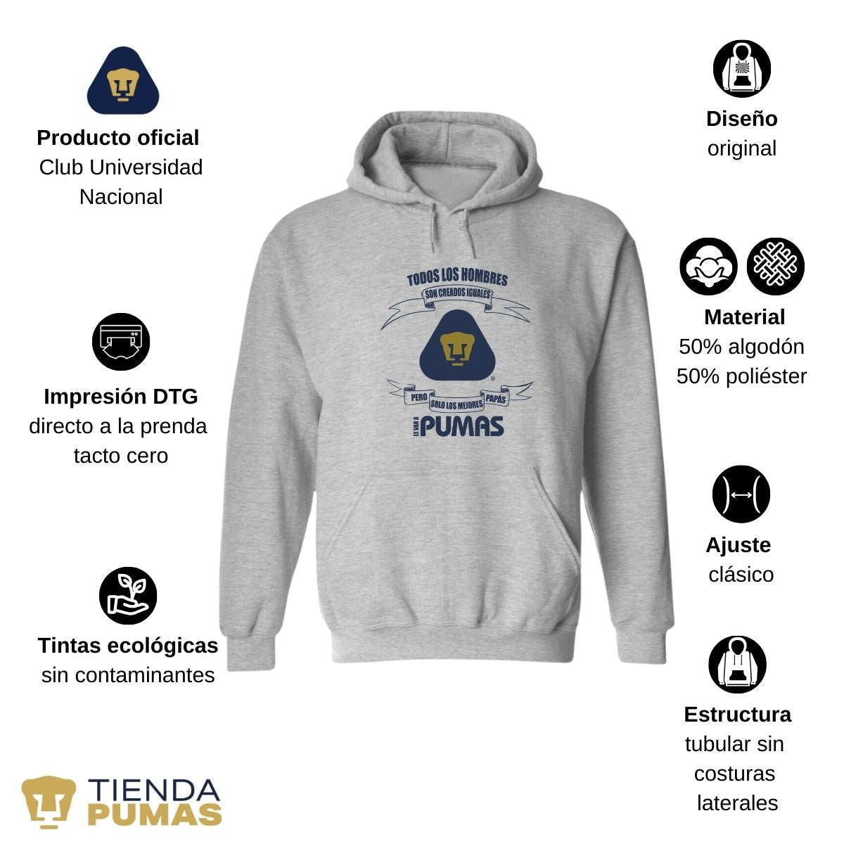 Sudadera Hombre Hoodie Pumas UNAM El mejor Papá