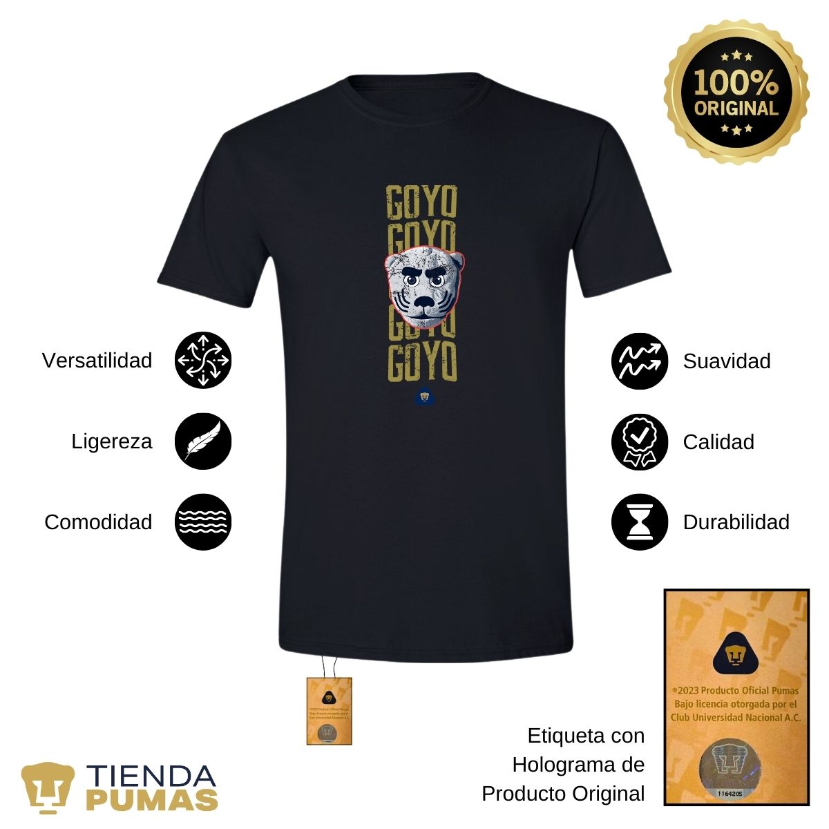 Playera Deportiva Hombre Pumas UNAM Goyo Goyo