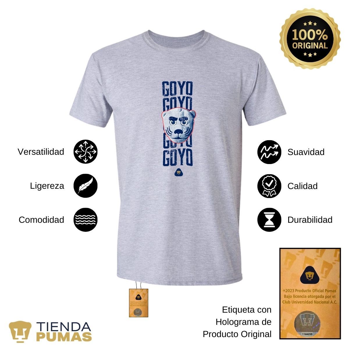 Playera Deportiva Hombre Pumas UNAM Goyo Goyo