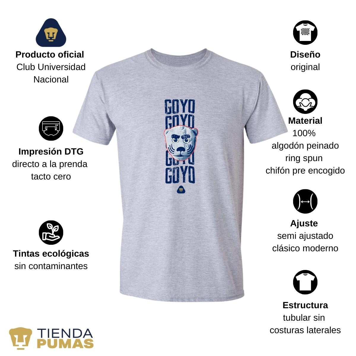 Playera Deportiva Hombre Pumas UNAM Goyo Goyo