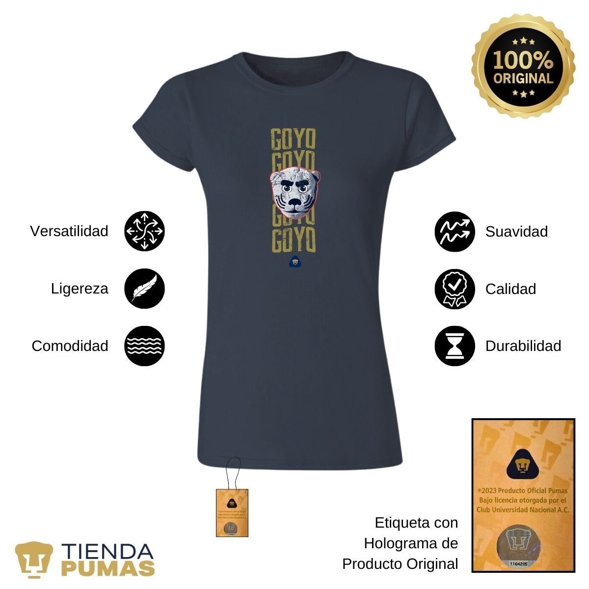 Playera Mujer Pumas UNAM Goyo Goyo