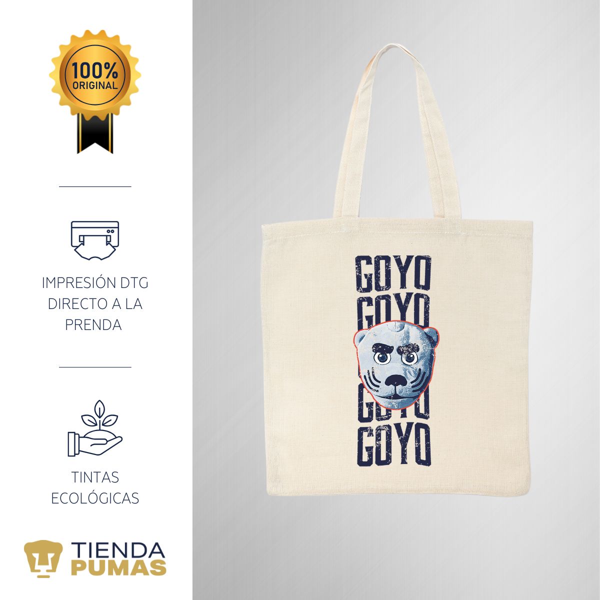 Bolsa Tote Pumas UNAM Goyo Goyo