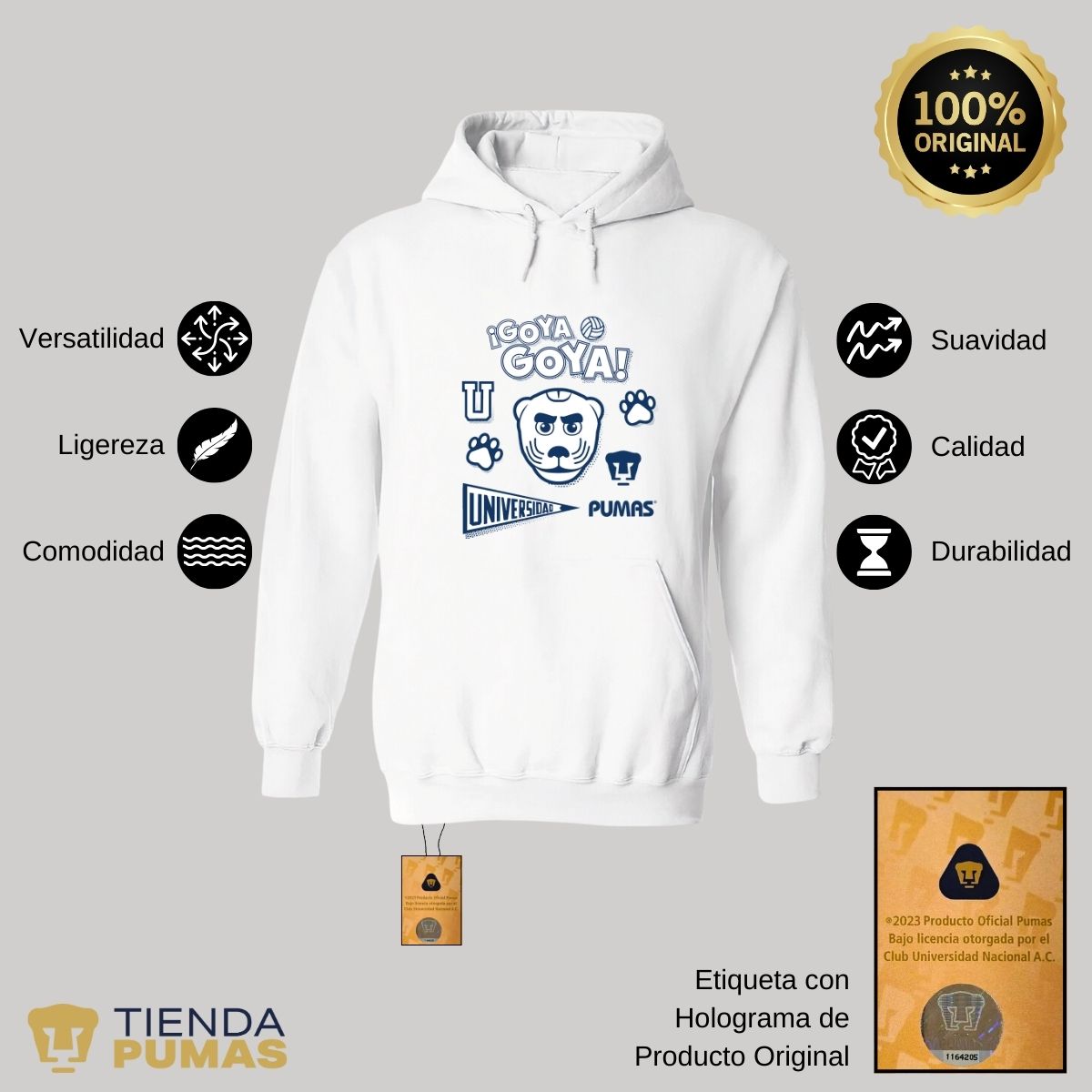 Sudadera Hombre Hoodie  Pumas UNAM Goya Universidad