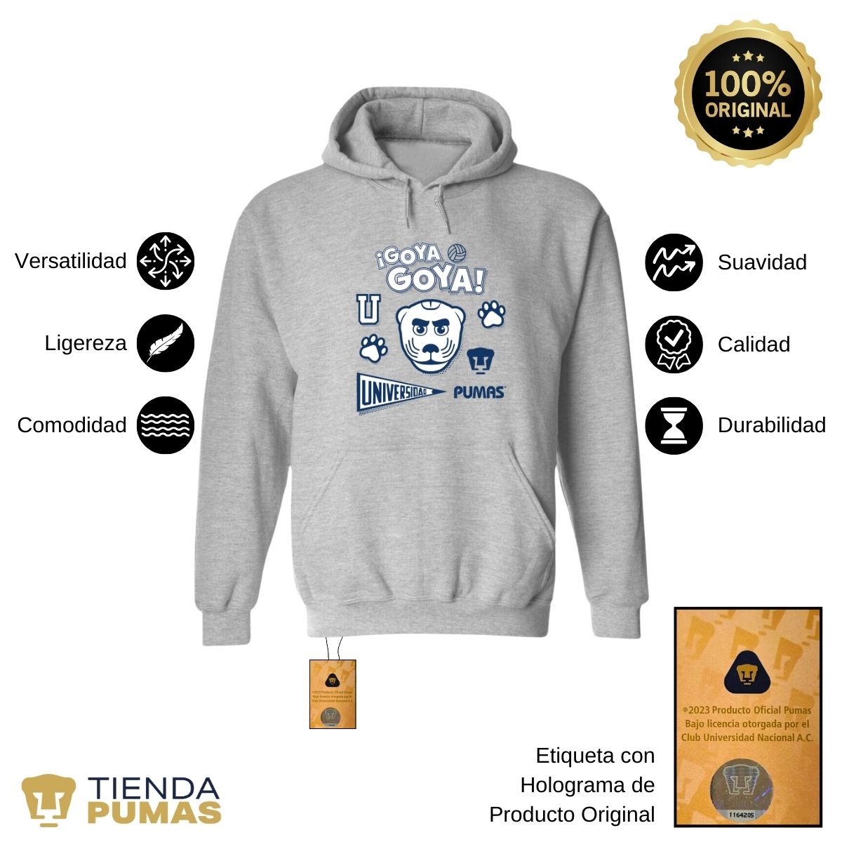 Sudadera Hombre Hoodie  Pumas UNAM Goya Universidad