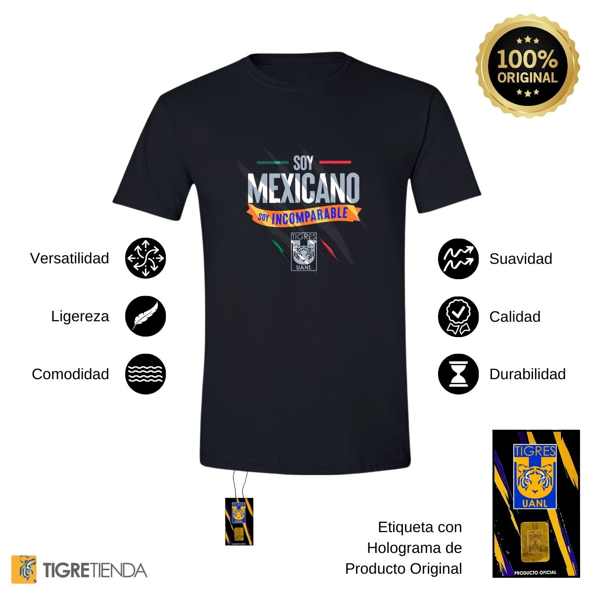 Playera Hombre Tigres UANL Soy Mexicano