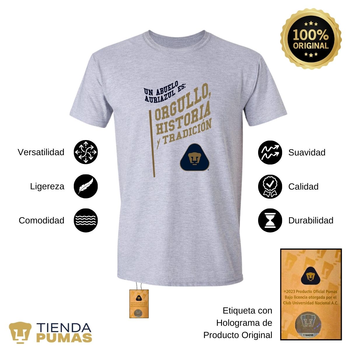 Playera Hombre Pumas UNAM Abuelo Auriazul