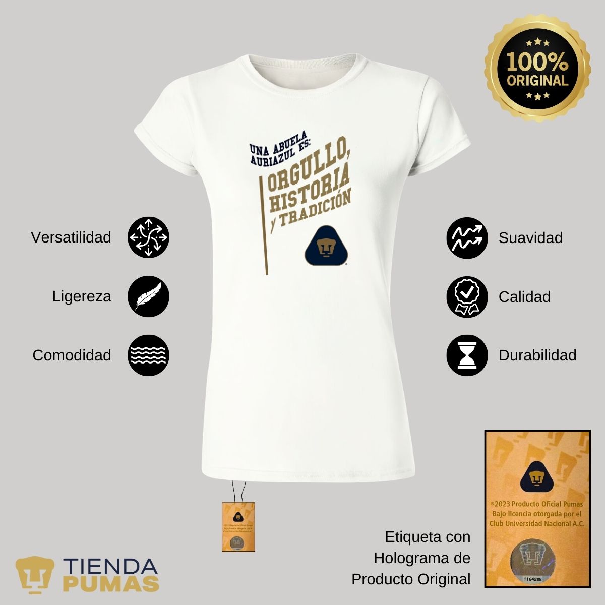 Playera Mujer Pumas UNAM Abuela Auriazul