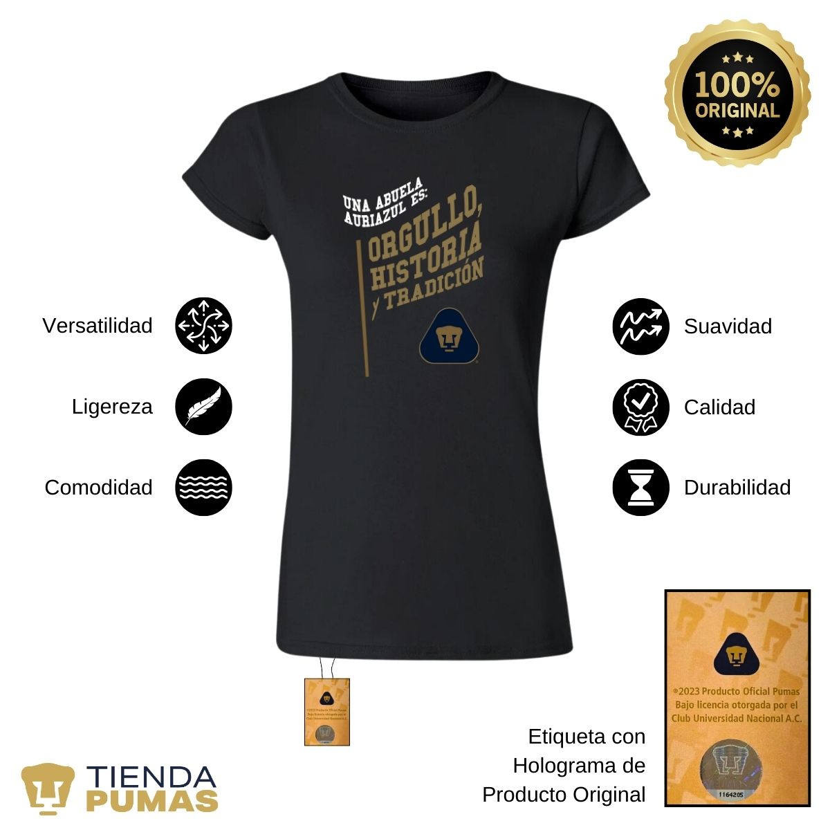 Playera Mujer Pumas UNAM Abuela Auriazul